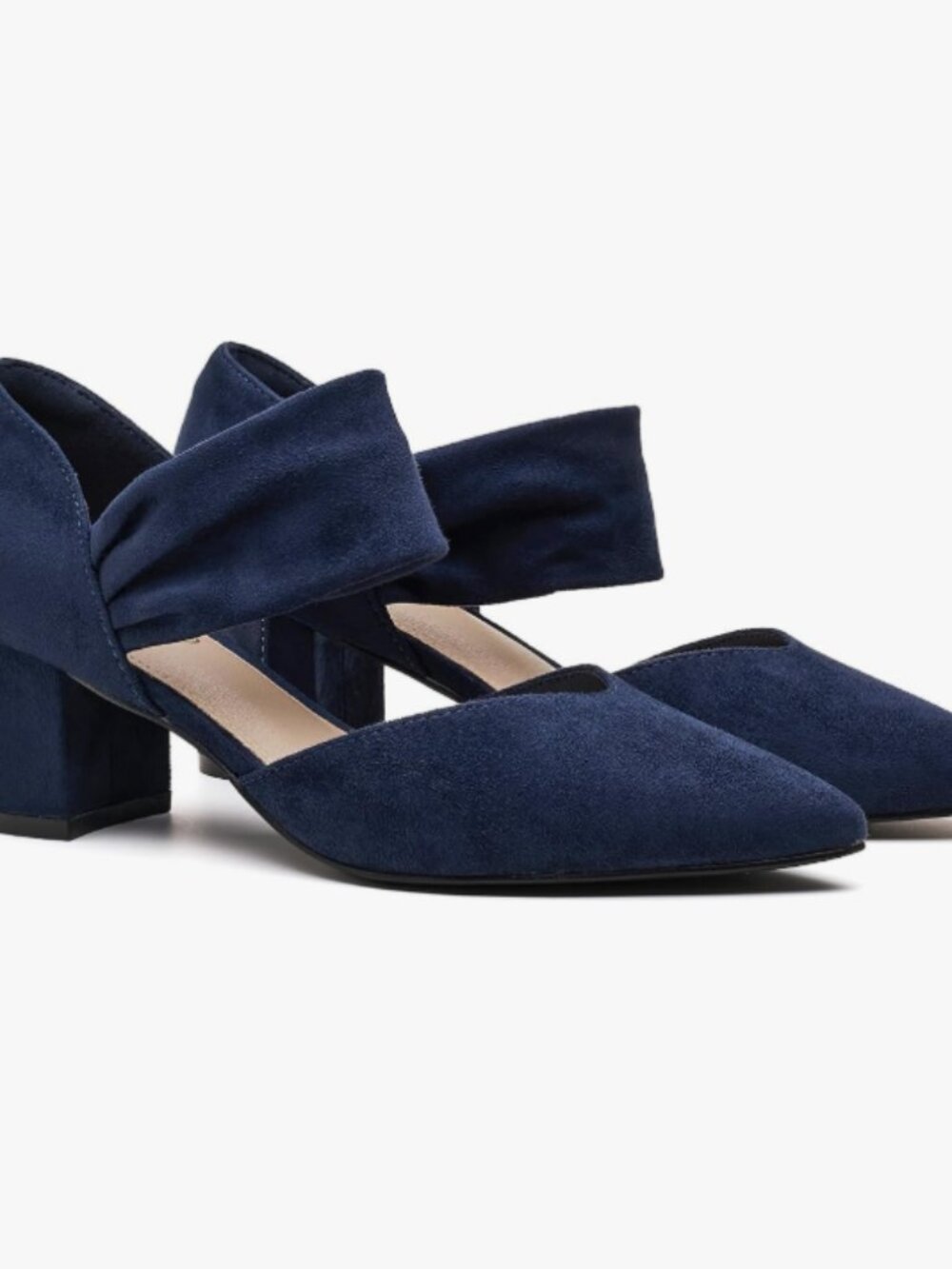 NWOB Navy Blue Suede Low Chunky Block Heel Pumps - Size 10